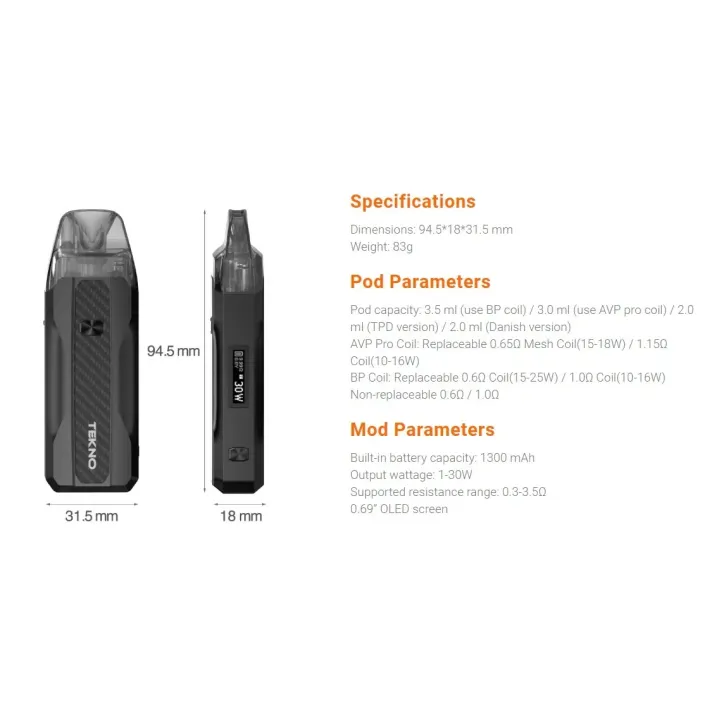 POD Aspire Tekno w kolorze Gunmetal Serpeggiante