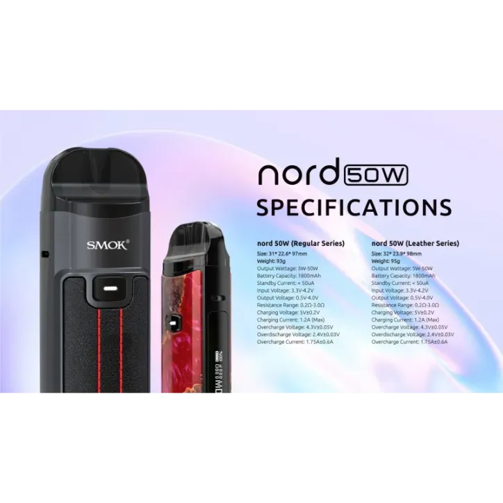 POD Smok Nord 50W w kolorze czerwonej skóry