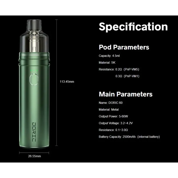 POD VooPoo Doric 60 w kolorze Olive Green