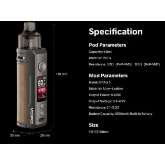 POD VooPoo Drag S w kolorze Chestnut - elegancki zestaw vape