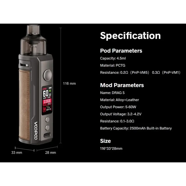 POD VooPoo Drag S w klasycznym stylu