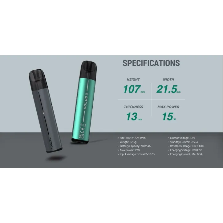 POD Smok Solus 2 w kolorze Grey - nowoczesny system pod vapingowy