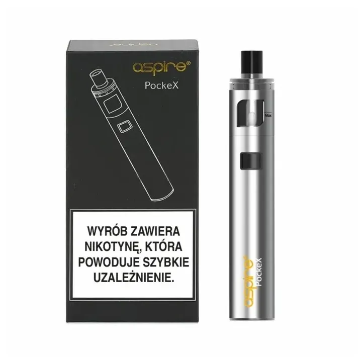 Stick Aspire PockeX w kolorze Stalowym - kompaktowy zestaw do waporyzacji