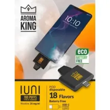 E-papieros AROMA KING 700+ o smaku 20MG SALT IUNI z USB-C