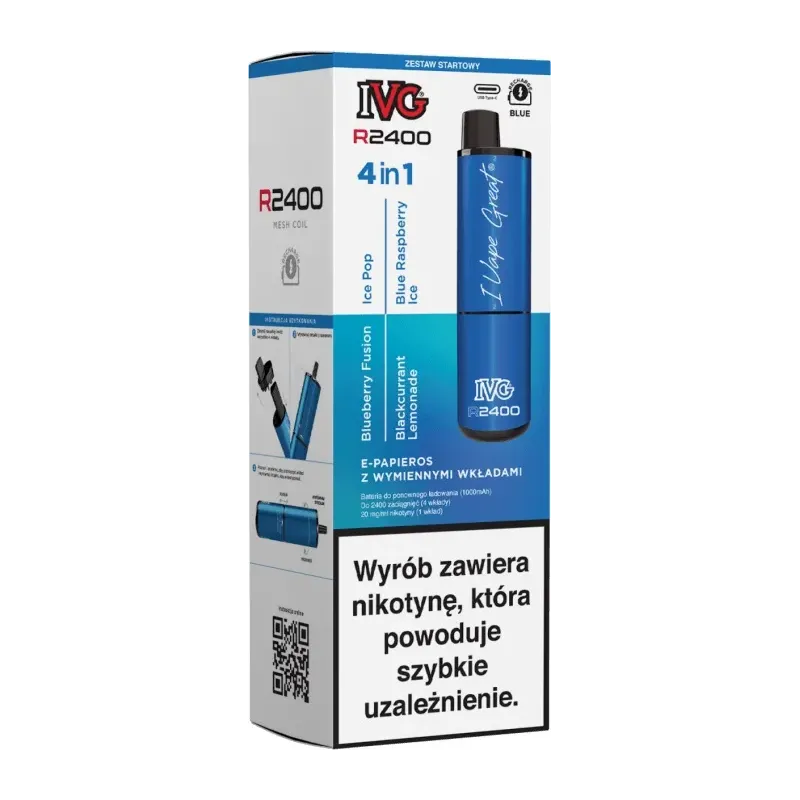 E-papieros IVG 2400 Starter Kit Blue + 4 wkłady -  -  - 73