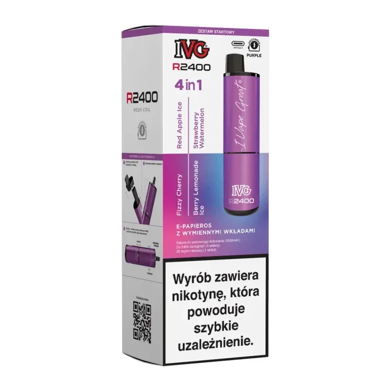 E-papieros IVG 2400 Starter Kit Purple + 4 wkłady -  -  - 73