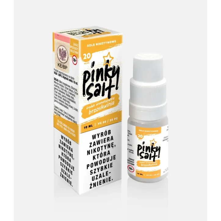 Liquid Pinky Vape Salt o smaku brzoskwini 20mg w 10ml butelce