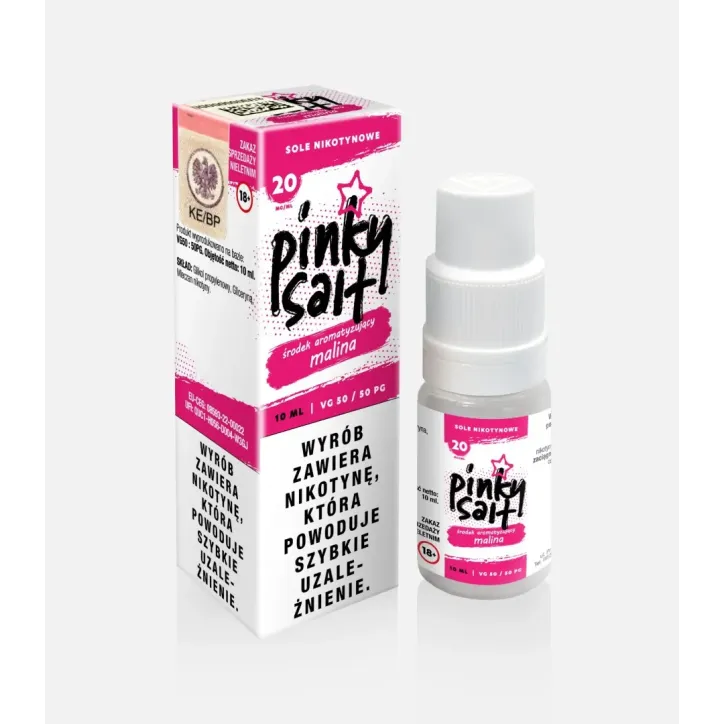 Liquid Pinky Vape Salt o smaku maliny - 10ml, 20mg nikotyny