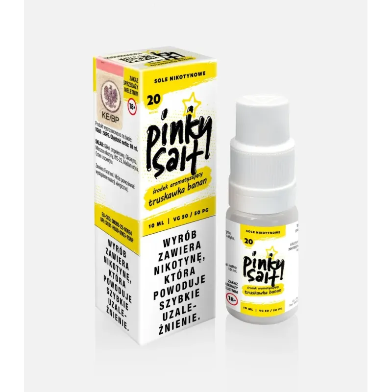 Liquid Pinky Vape Salt - 10ml TRUSKAWKA BANAN 20mg-19