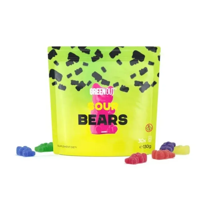 Żelki Konopne GREEN OUT 130g o smaku kwaśnych misiów Sour Bears