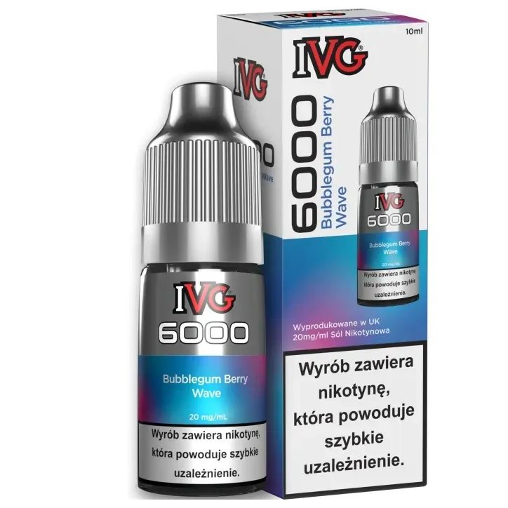 Liquid IVG 6000 Nicotine Salt 20mg w 10ml butelce o smaku Bubblegum Berry Wave